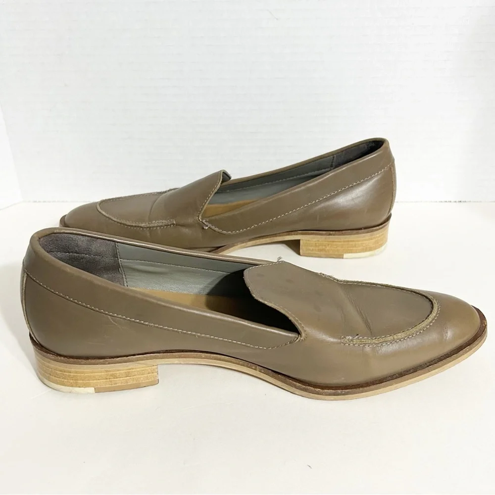 Everlane The Modern Leather Loafers Flats Shoes Olive Green /Taupe Made in Italy - Picture 7 of 16